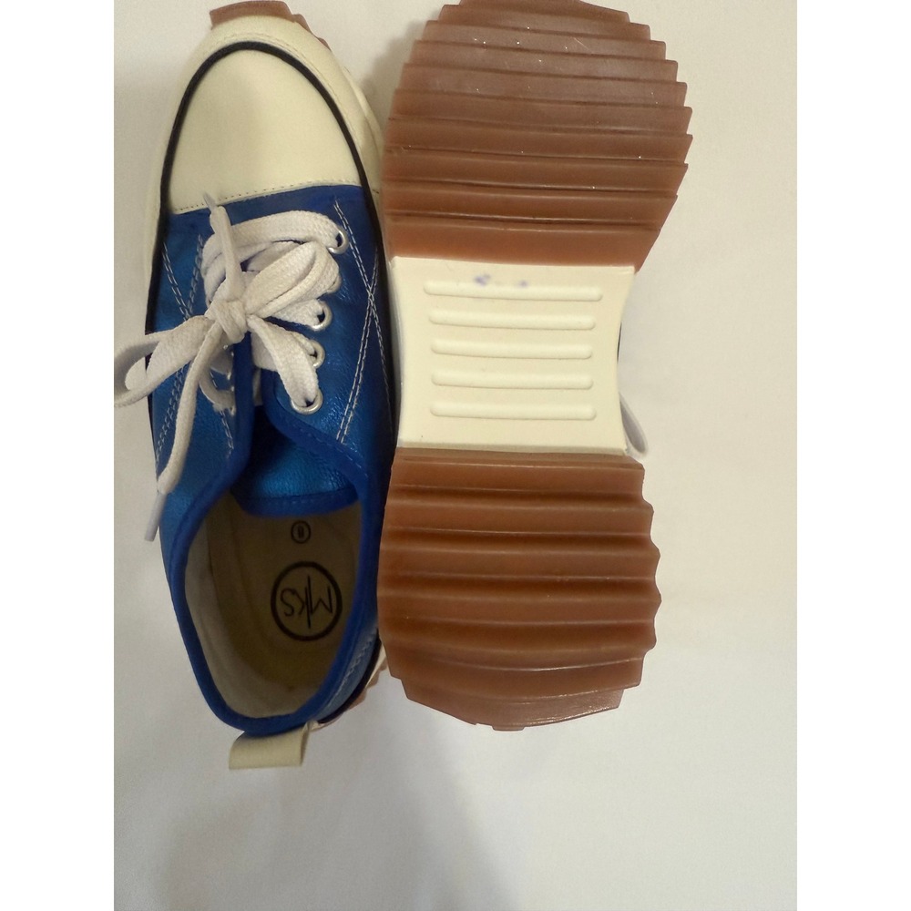 MKS Platform Sneakers Women's Blue White Metallic Leather Lace‎ Up Size 8 NWOT - Picture 8 of 9